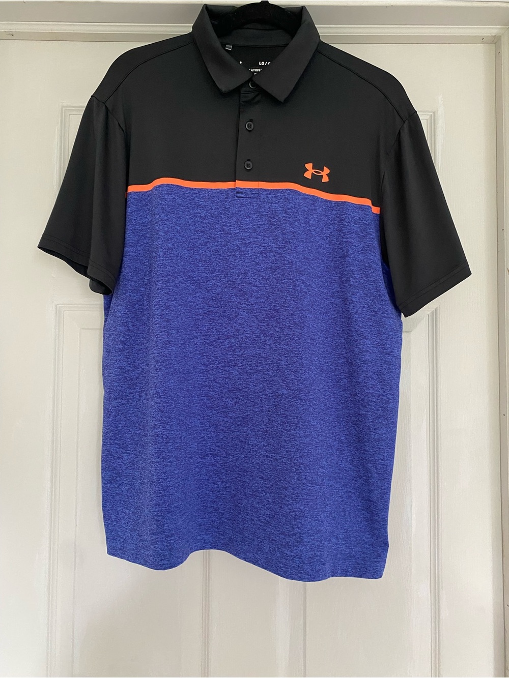 Under Armour HeatGear Playoff Polo Golf Shirt Men’s Large Athletic Black & Blue